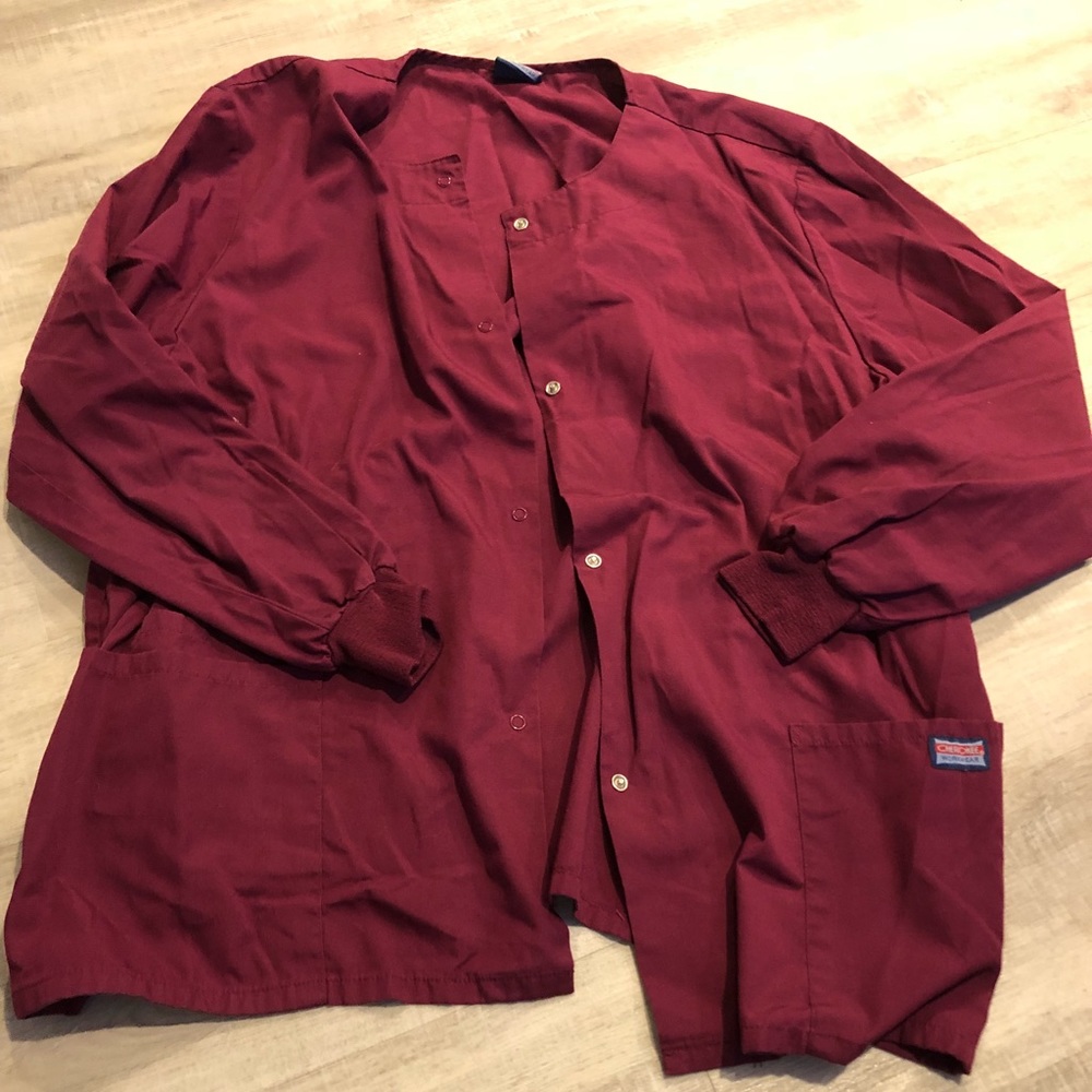 Long sleeve scrub top-Maroon